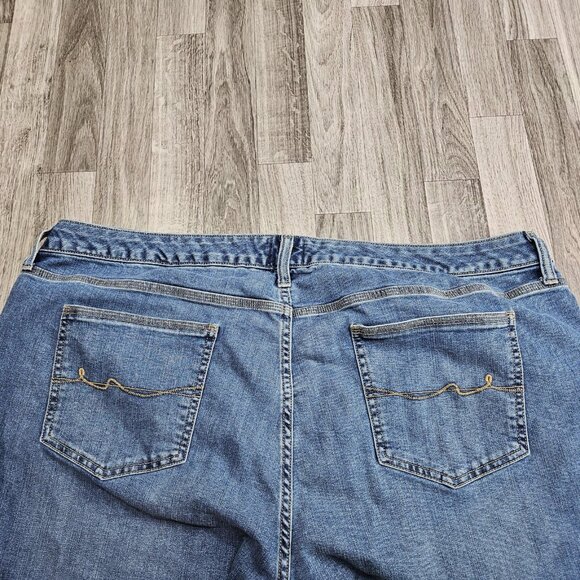 St Johns Bay Jeans Womens 24W Blue Denim Stretch High Rise Straight Leg Cropped - Picture 3 of 14